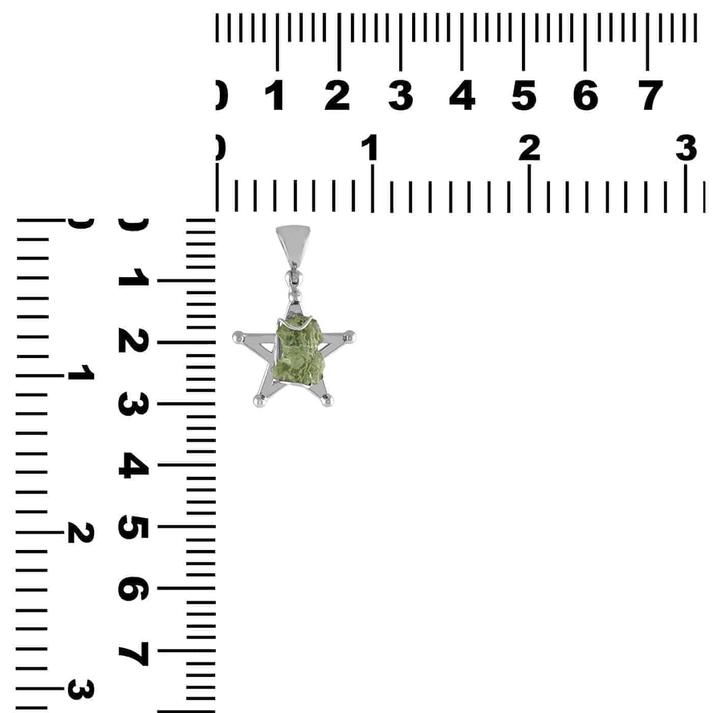 Starborn Natural Moldavite Star Cage Pendant in Sterling Silver