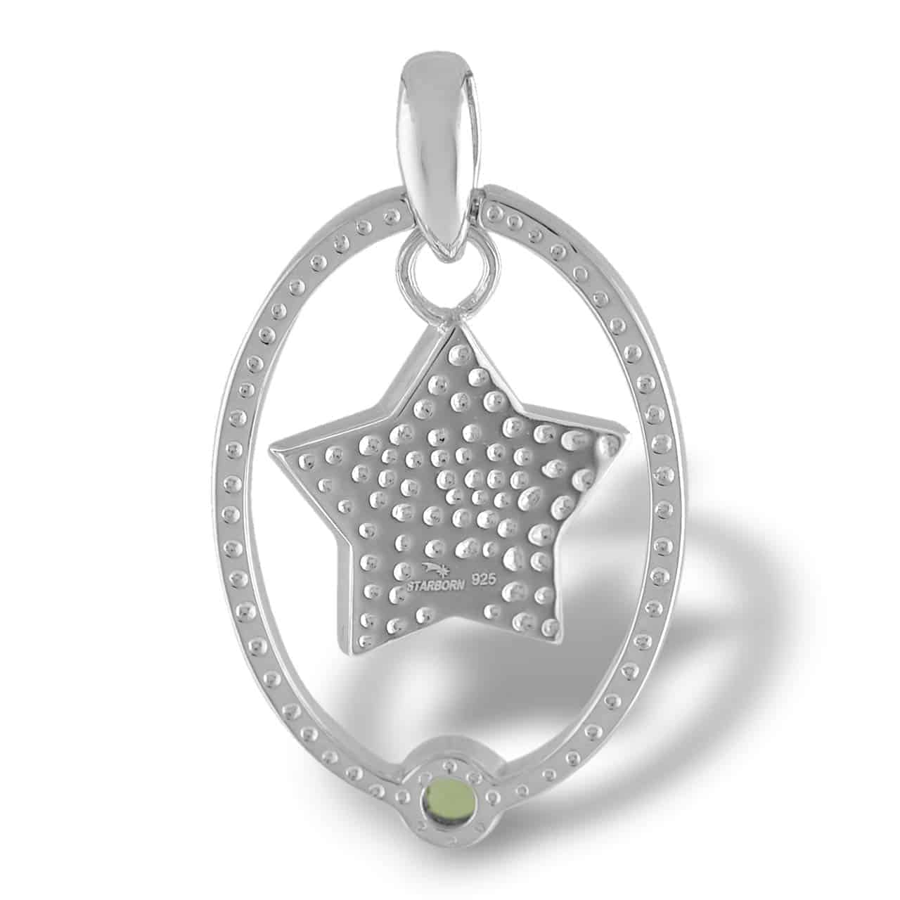 Starborn Moldavite and Muonionalusta Star Pendant in Sterling Silver