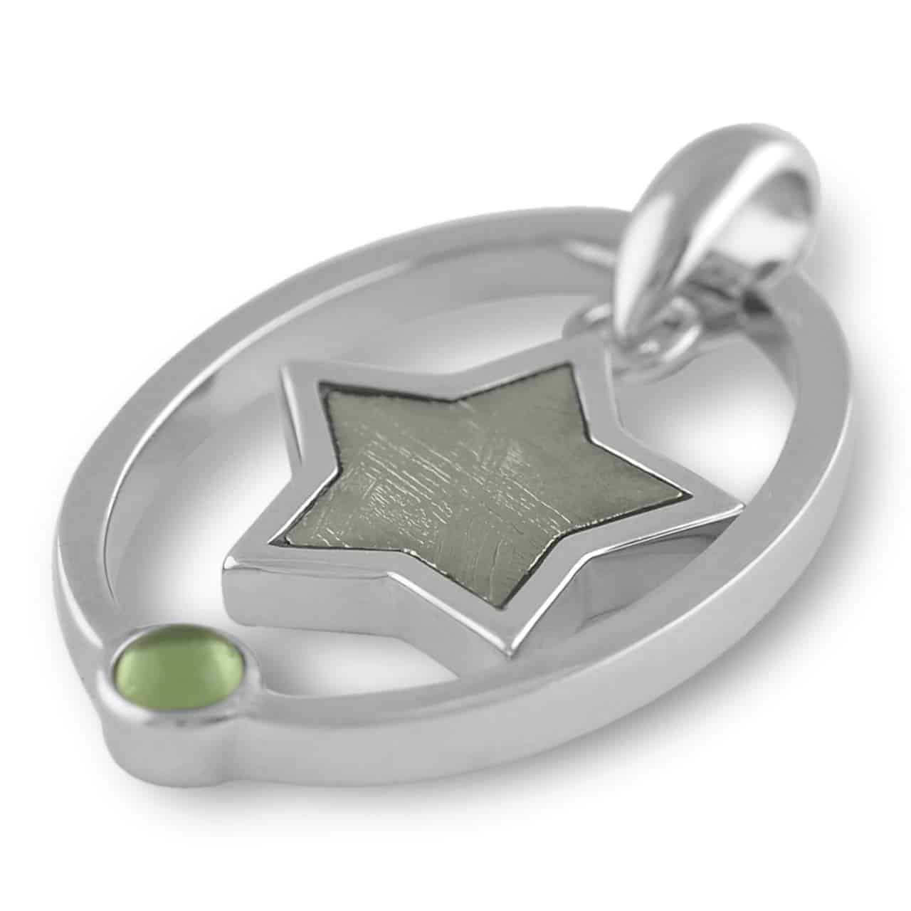 Starborn Moldavite and Muonionalusta Star Pendant in Sterling Silver