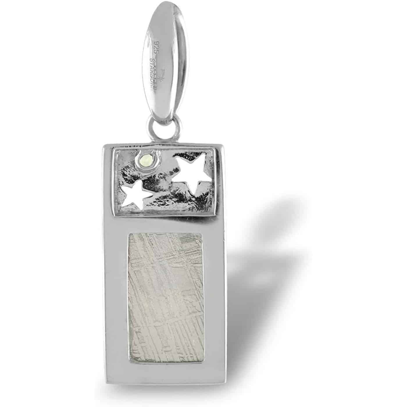 Starborn Muonionalusta Meteorite & Moldavite Star Pendant in Sterling Silver