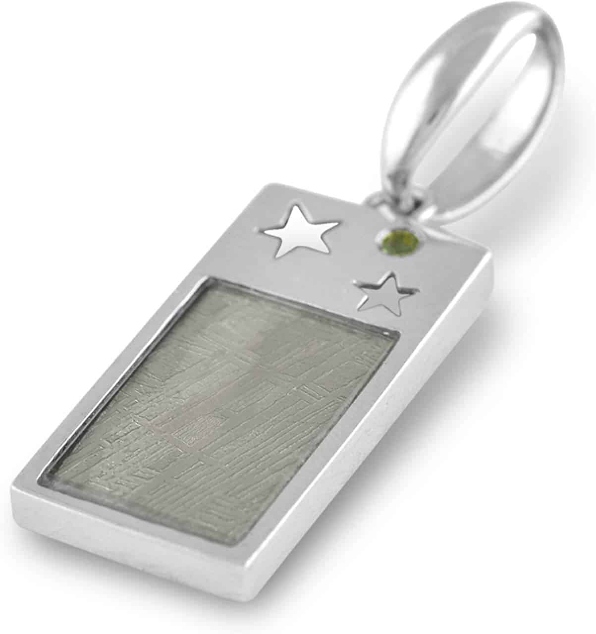 Starborn Muonionalusta Meteorite & Moldavite Star Pendant in Sterling Silver