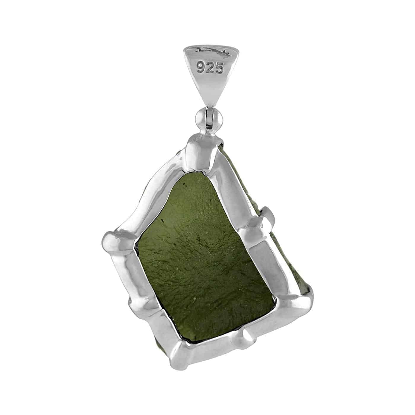 Starborn Natural Rough Moldavite Prong Set Pendant in Sterling Silver (15-20ct)