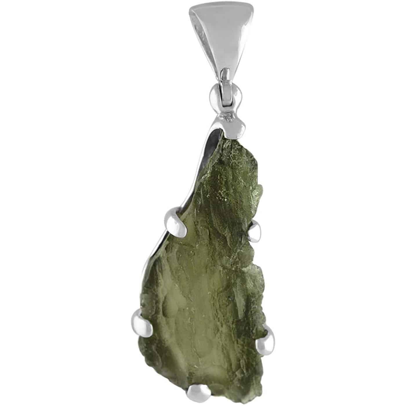 Starborn Natural Rough Moldavite Prong Set Pendant in Sterling Silver (20-30ct)