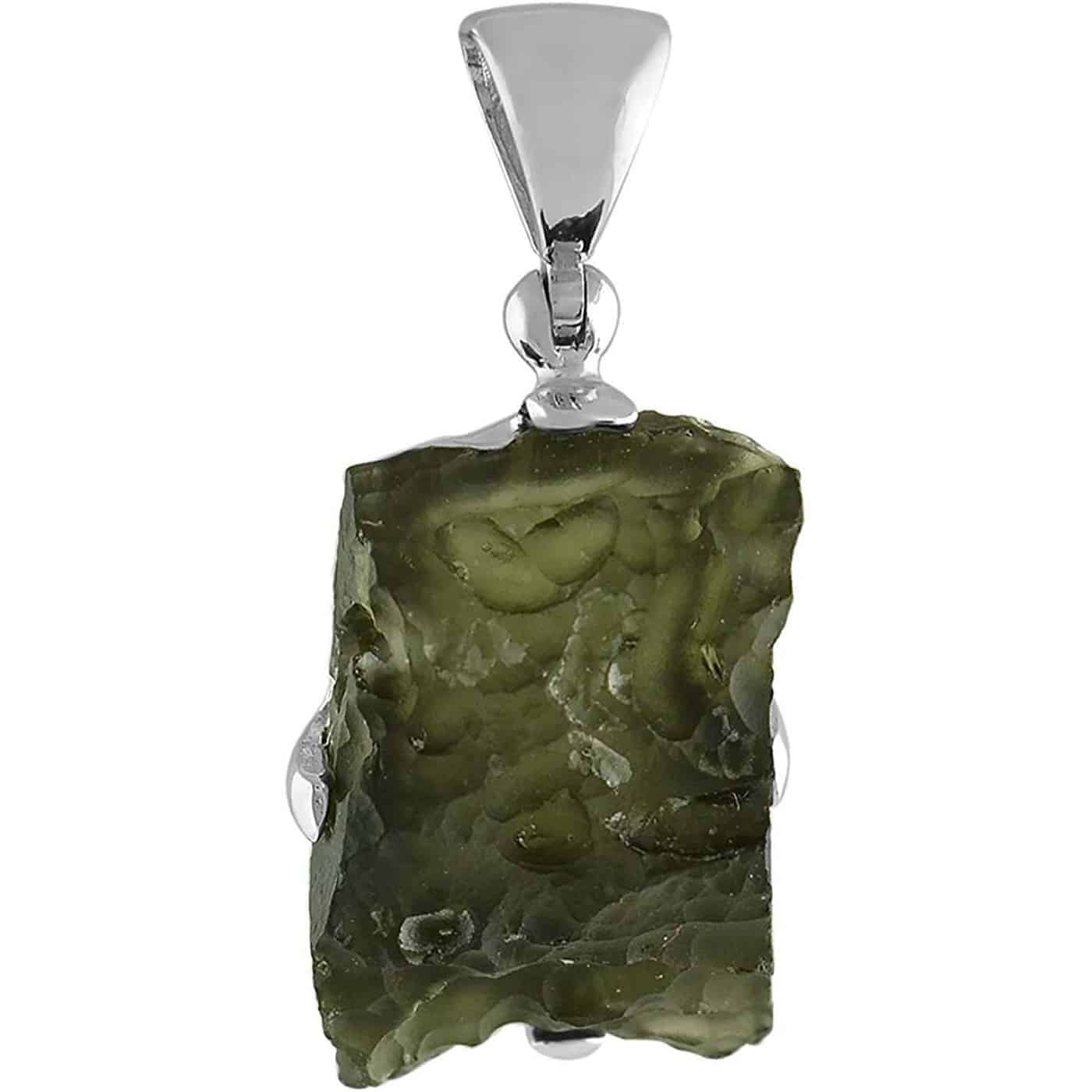 Starborn Natural Rough Moldavite Prong Set Pendant in Sterling Silver (20-30ct)