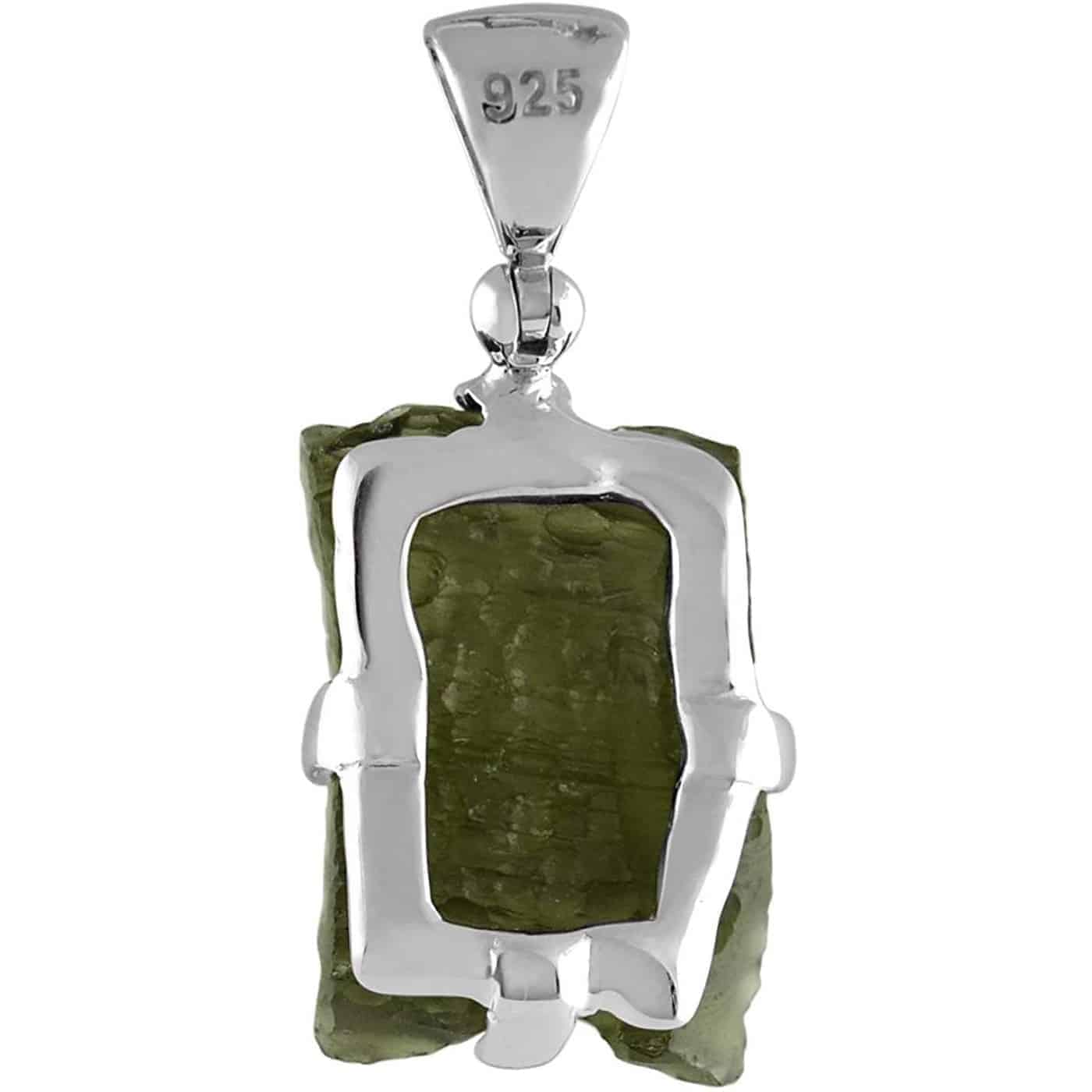 Starborn Natural Rough Moldavite Prong Set Pendant in Sterling Silver (20-30ct)
