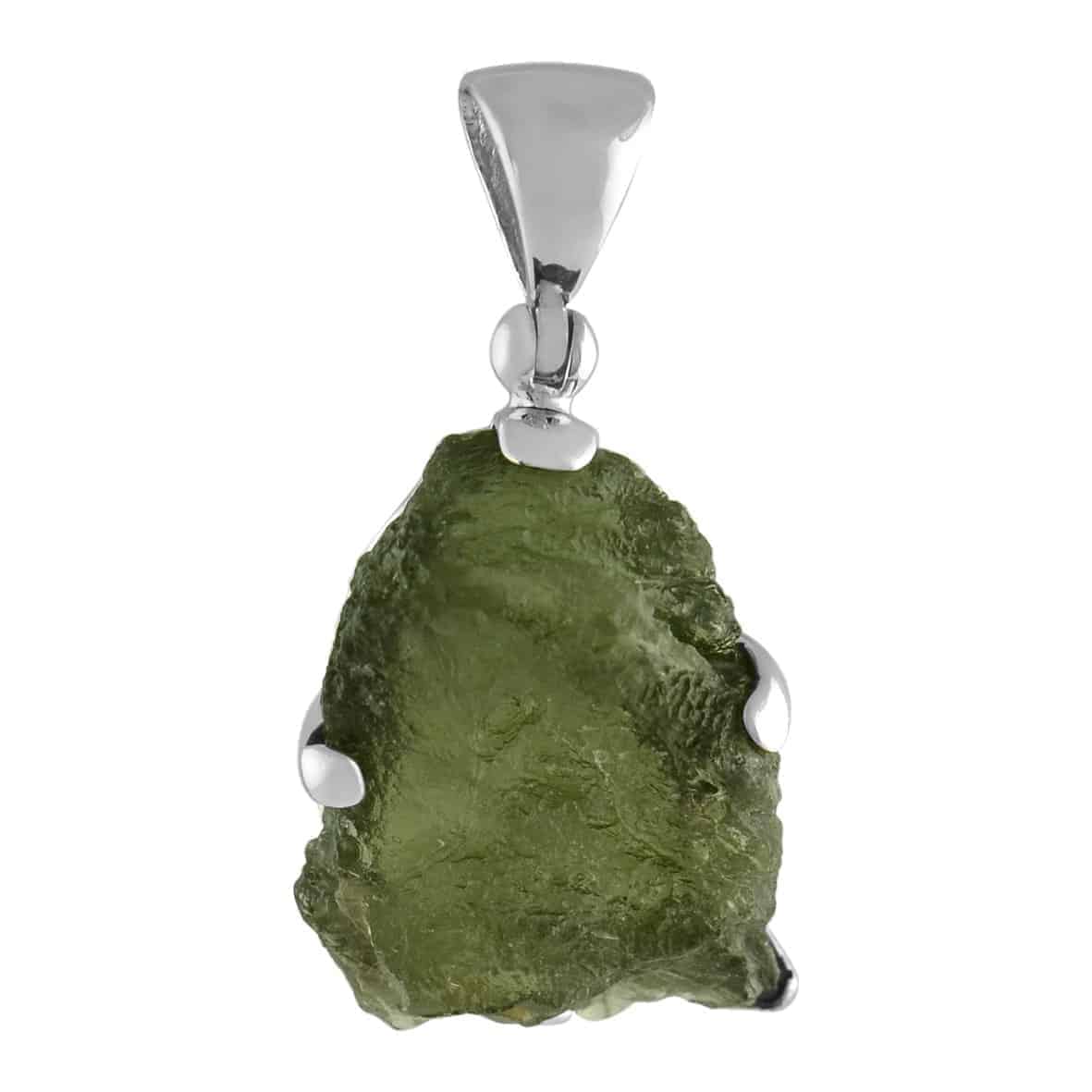 Starborn Natural Rough Moldavite Prong Set Pendant in Sterling Silver (20-30ct)