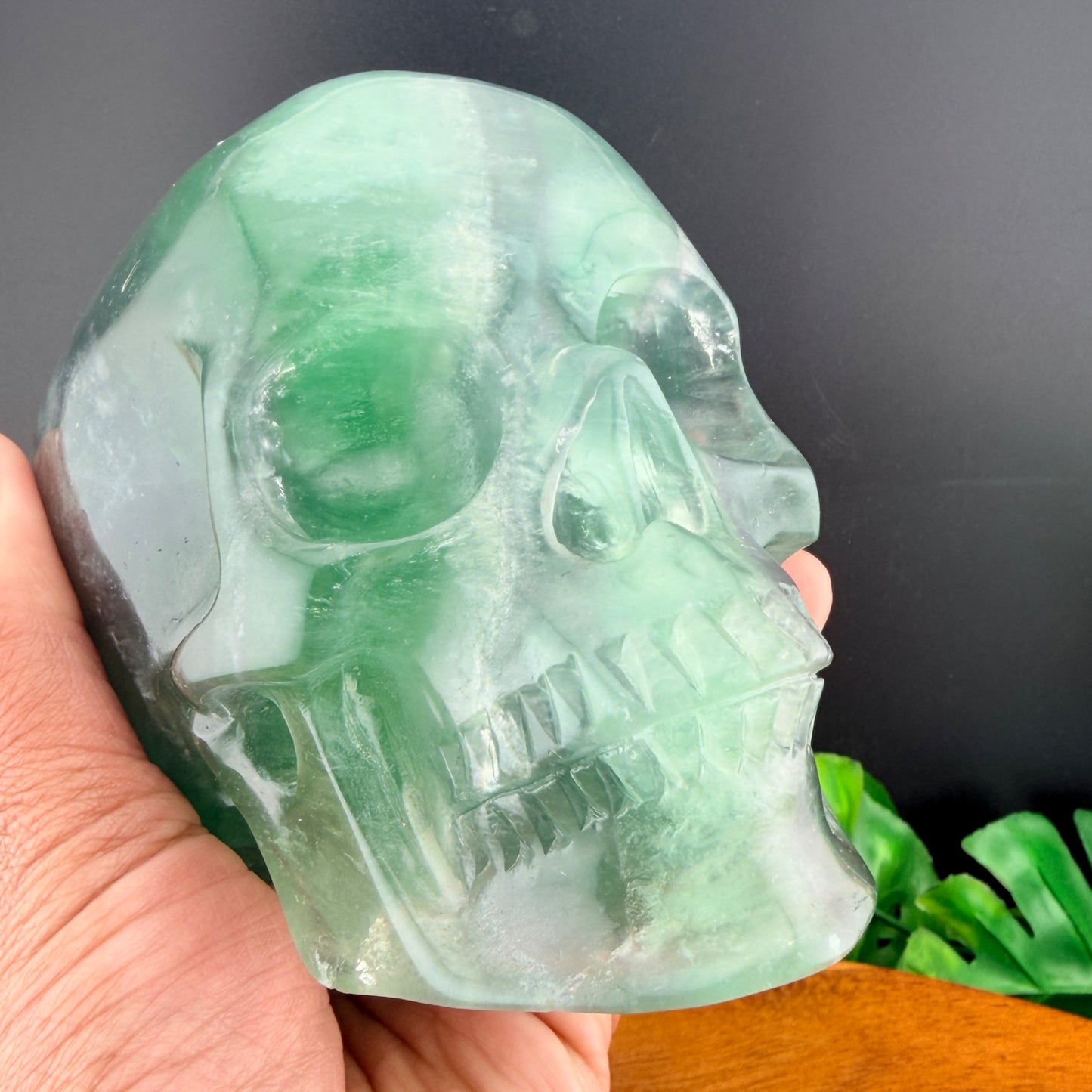 Green Rainbow Fluorite Skull