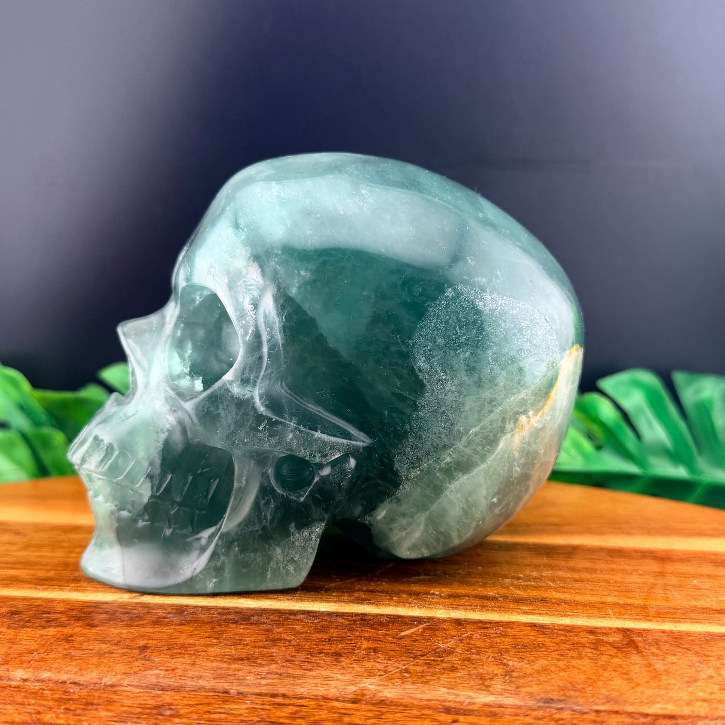 Green Rainbow Fluorite Skull