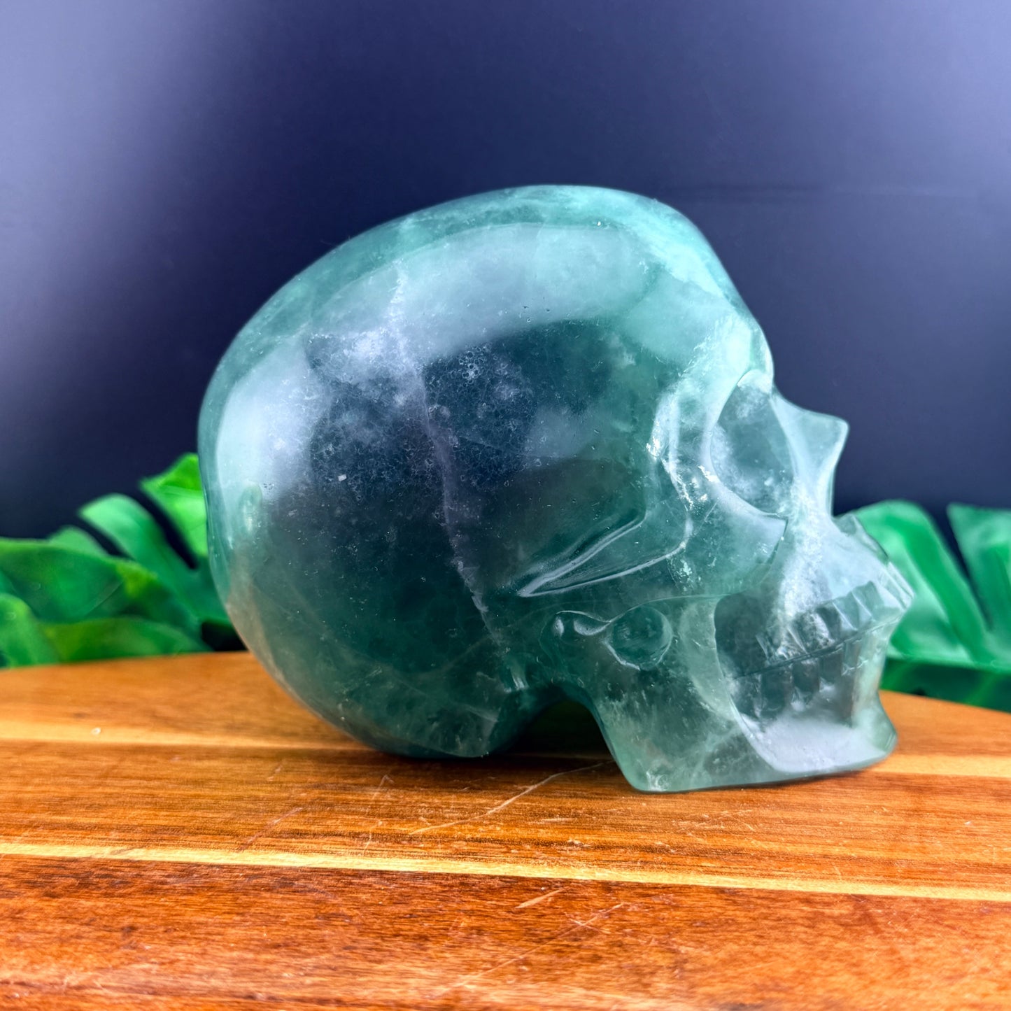 Green Rainbow Fluorite Skull