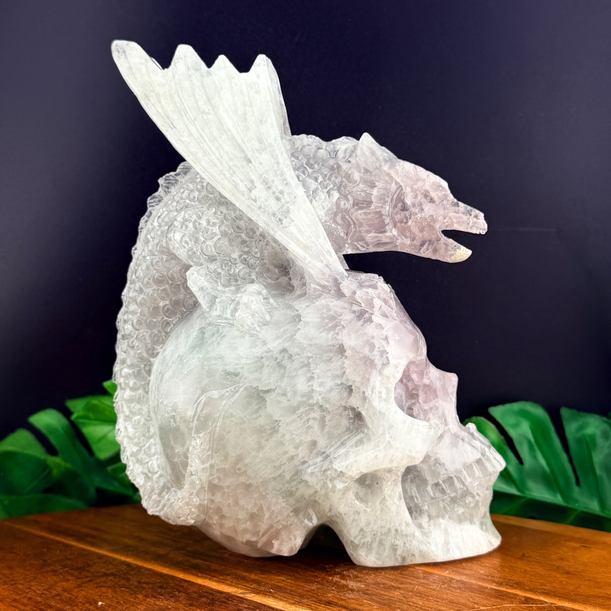 Yttrium Fluorite Dragon on Skull