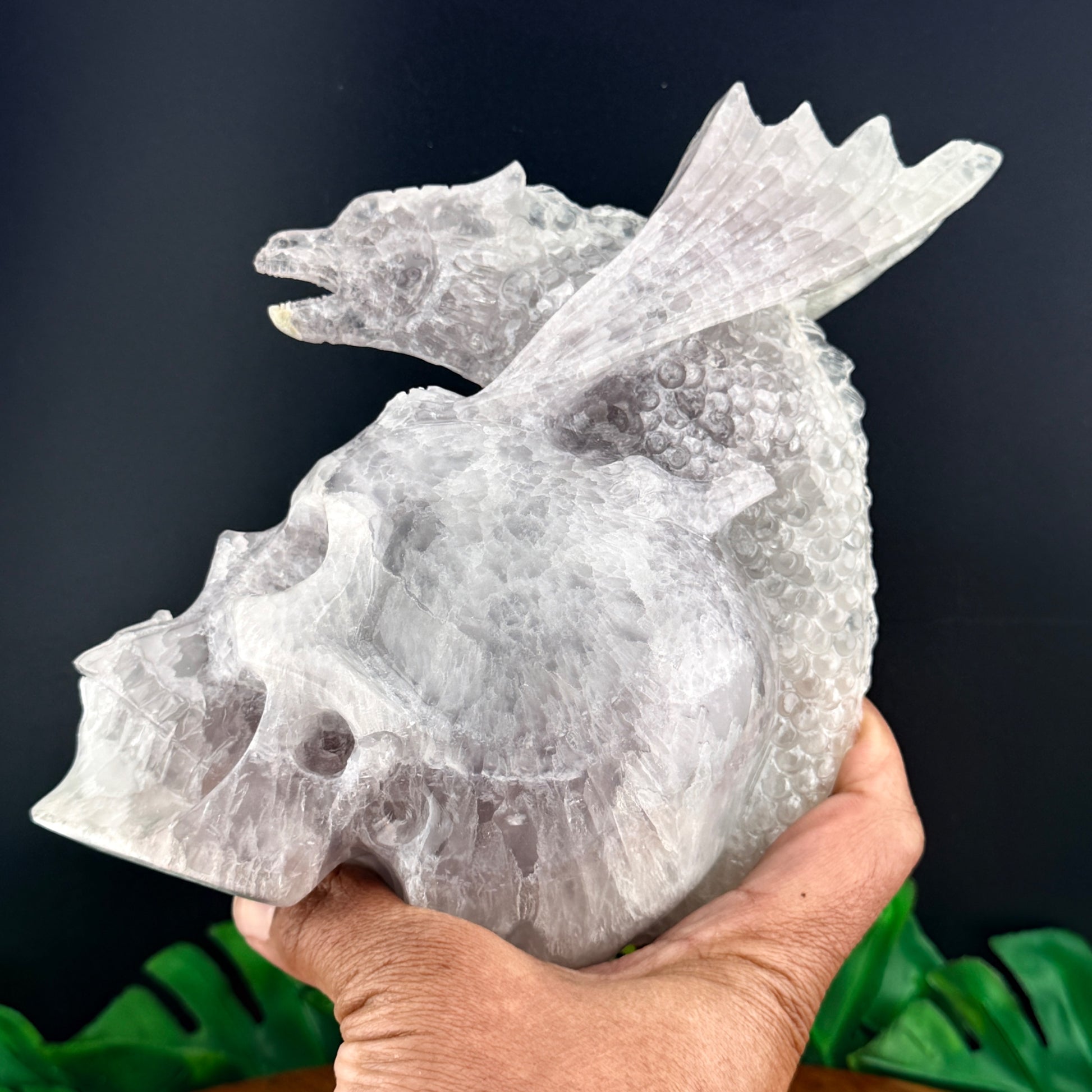 Yttrium Fluorite Dragon on Skull