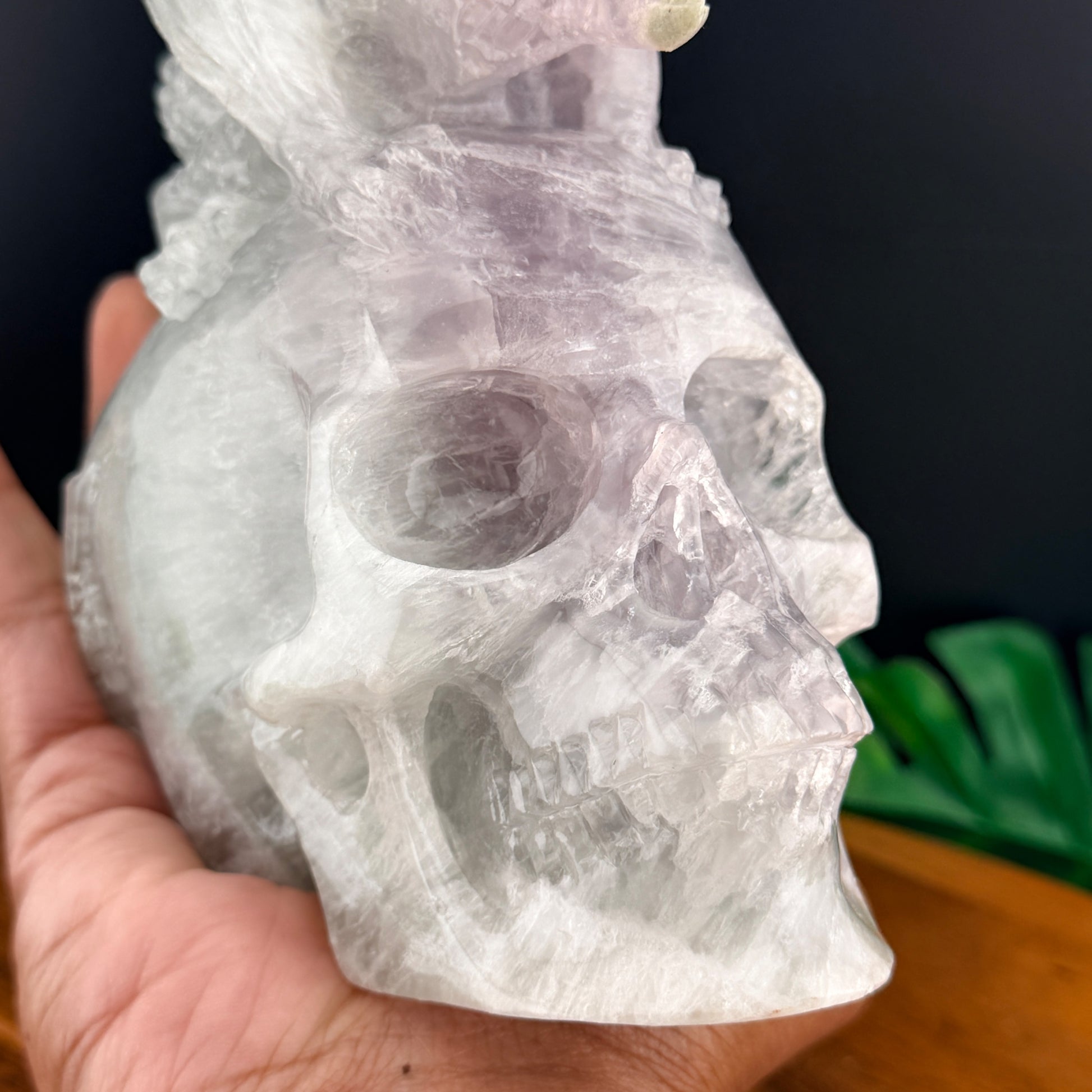 Yttrium Fluorite Dragon on Skull
