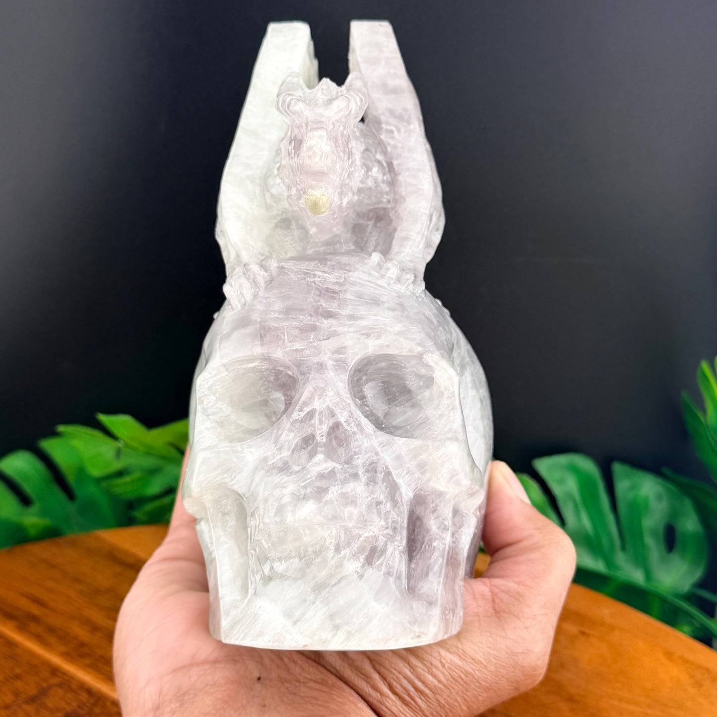 Yttrium Fluorite Dragon on Skull