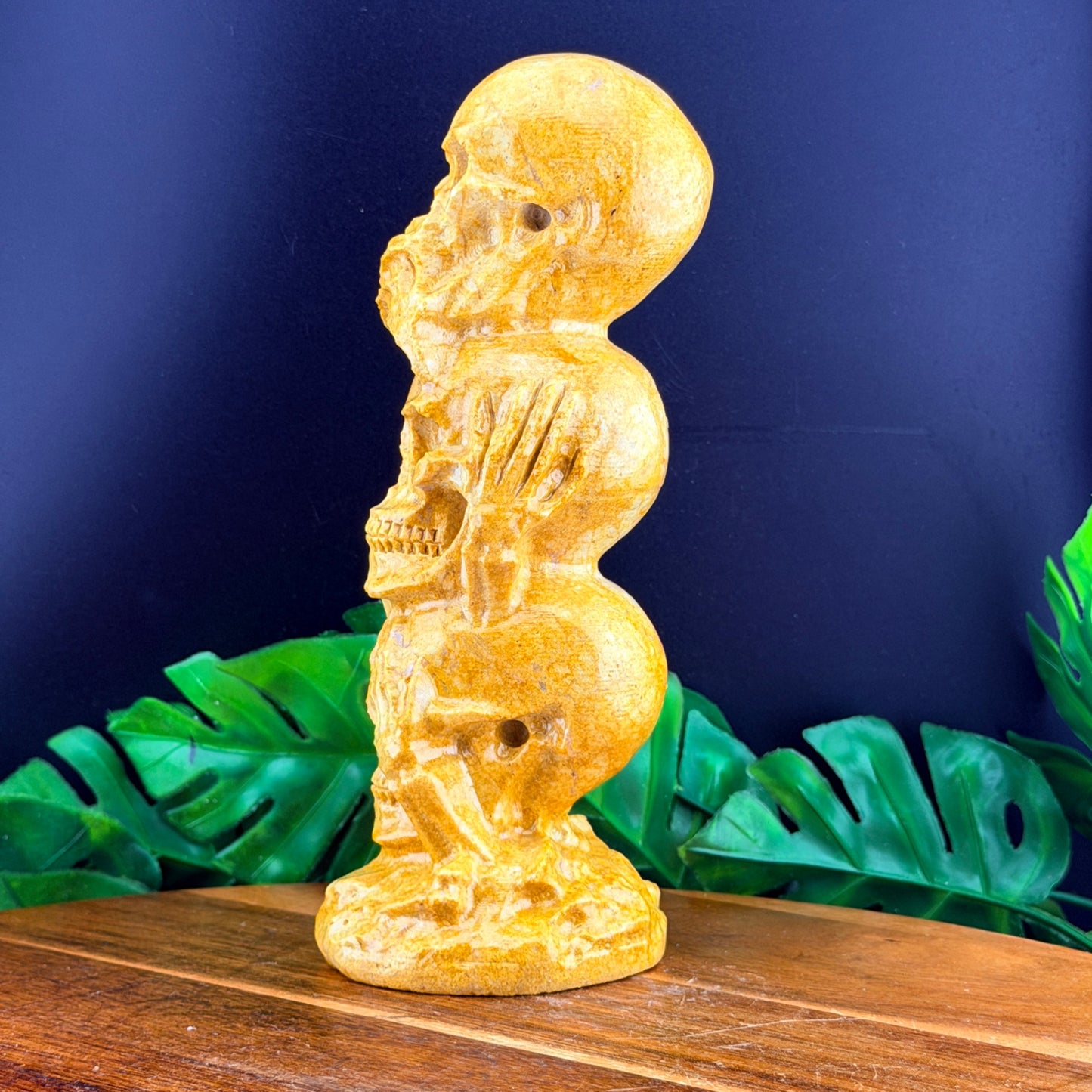 Yellow Jade Three Wise Skulls 