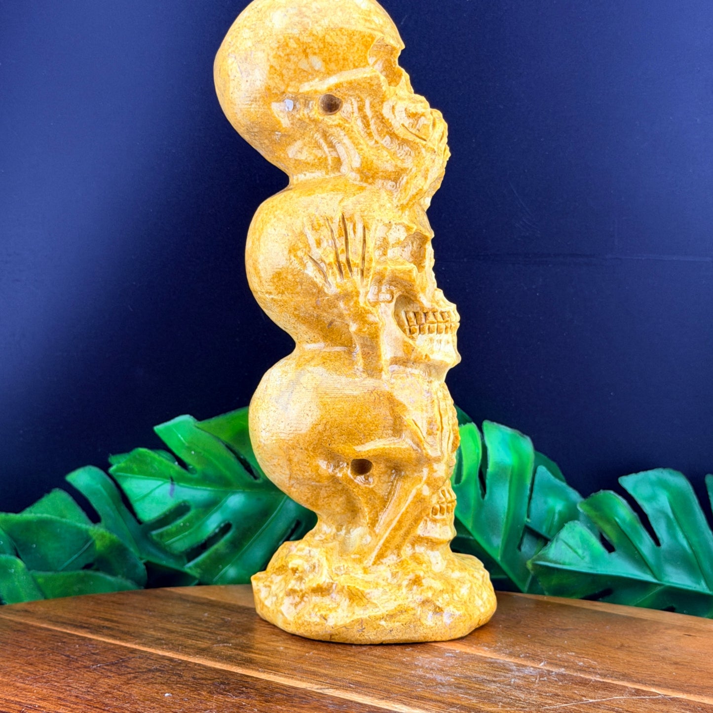 Yellow Jade Three Wise Skulls 