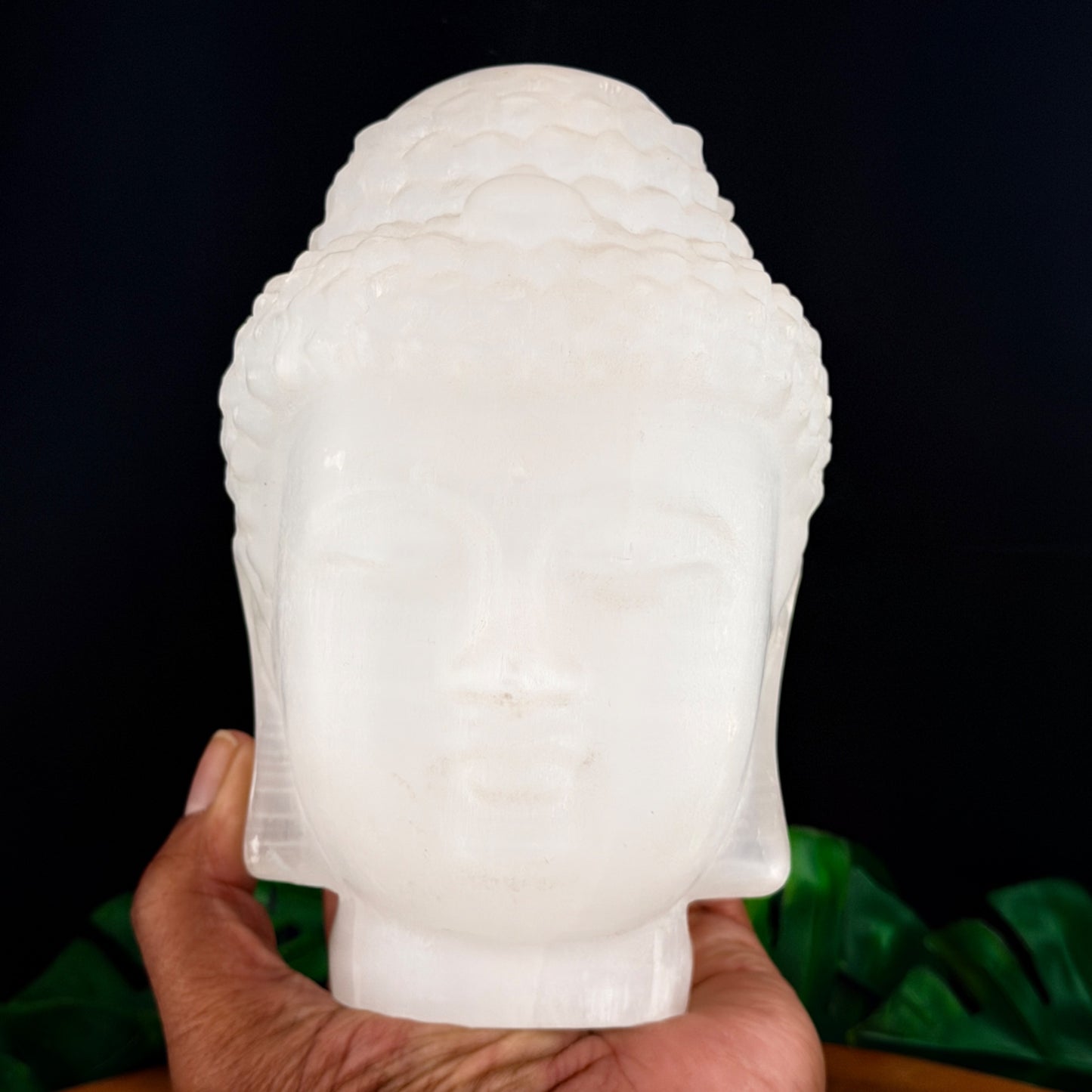 Satin Spar Buddha Bust