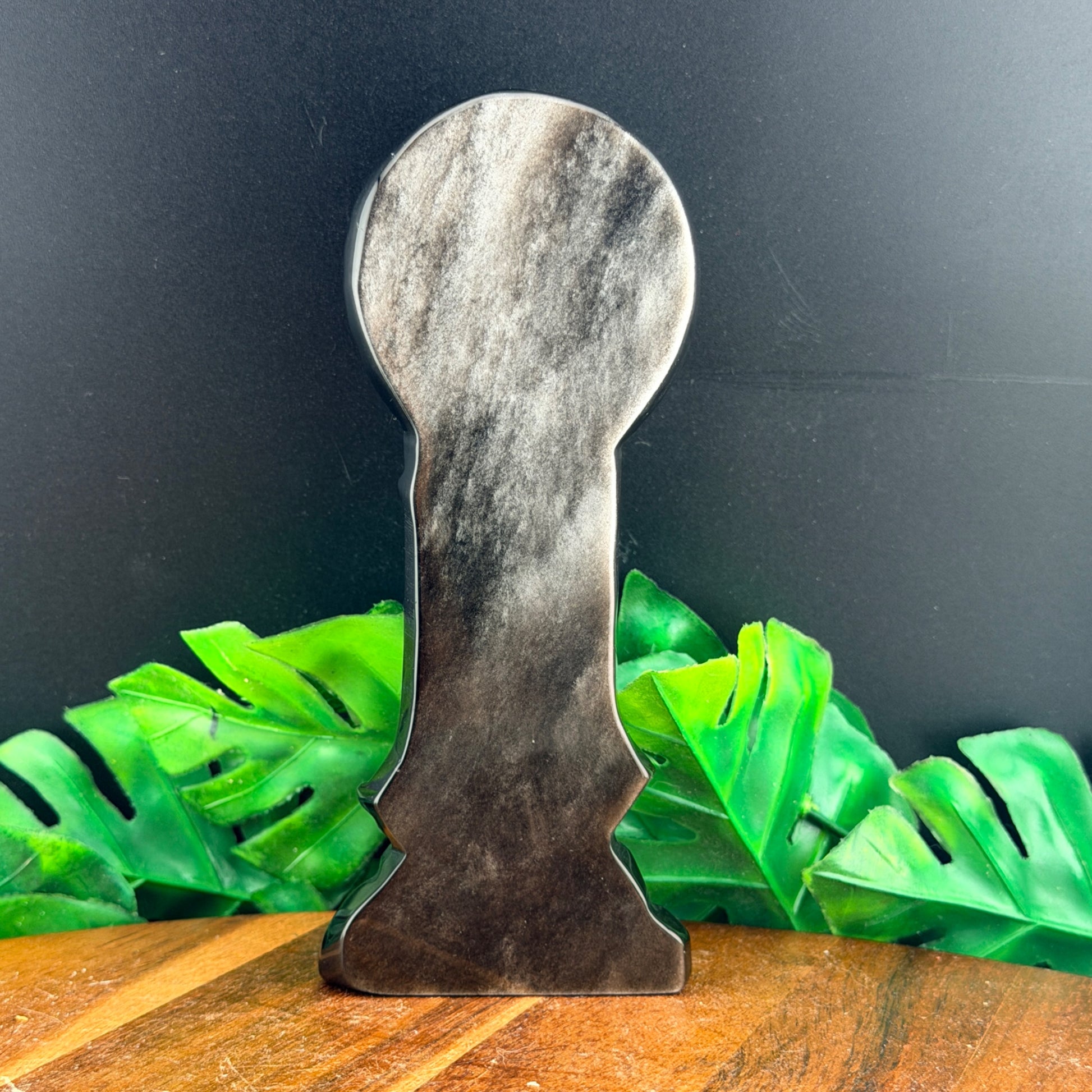 Silver Sheen Obsidian Hecate Goddess Carving