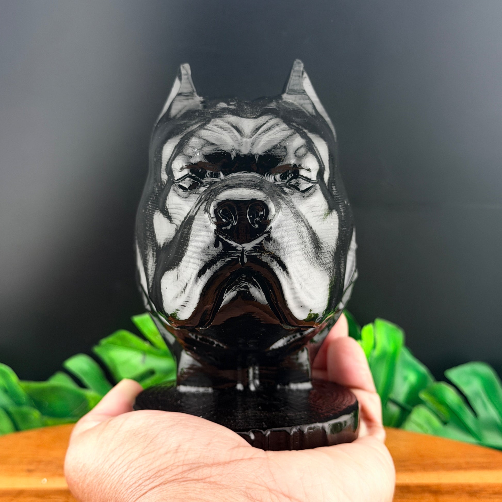 Black Obsidian Polished Bulldog Carving