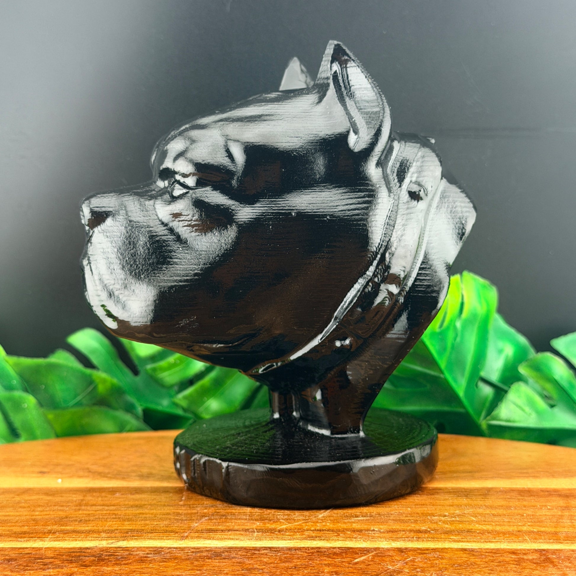 Black Obsidian Polished Bulldog Carving
