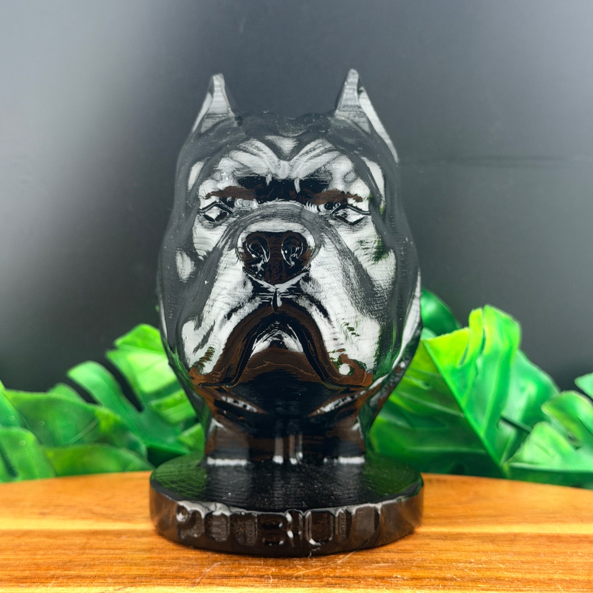 Black Obsidian Polished Bulldog Carving