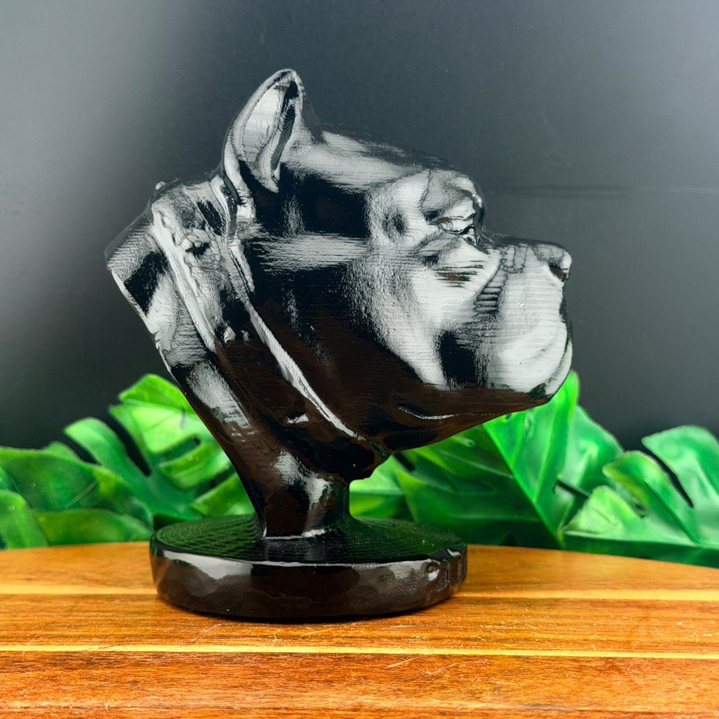Black Obsidian Polished Bulldog Carving