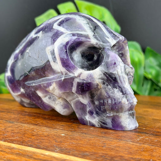 Chevron Amethyst Alien Skull
