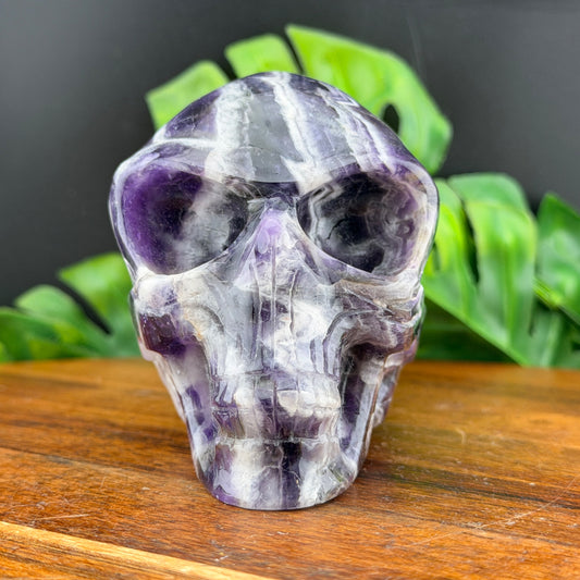 Chevron Amethyst Alien Skull