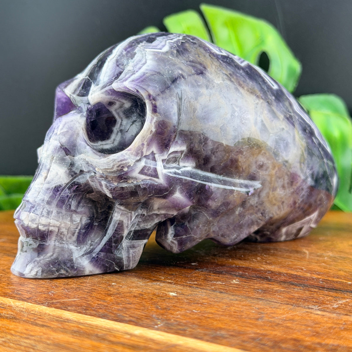 Chevron Amethyst Alien Skull