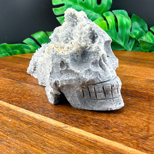 Calcite on Silver Needle Quartz Chief Skull
