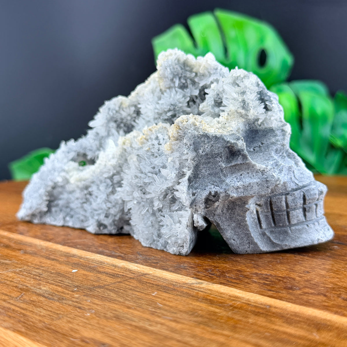 Calcite on Silver Needle Quartz Chief Skull
