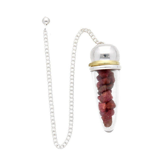 Ruby Drop Pendulum, Resin and Orgonite Metallic Witness