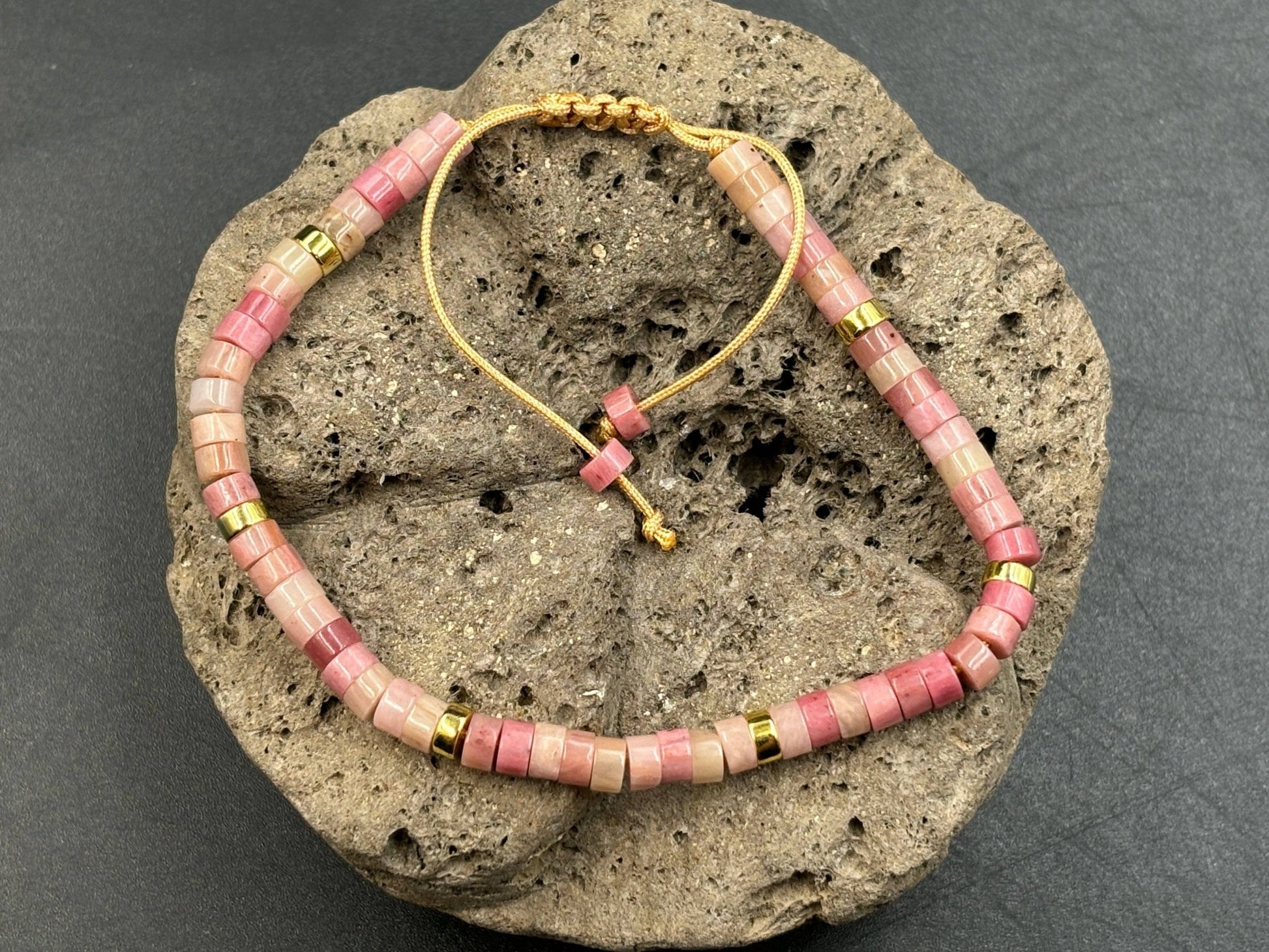 Adjustable Rhodochrosite Shamballa Bracelet - Sage & Magic