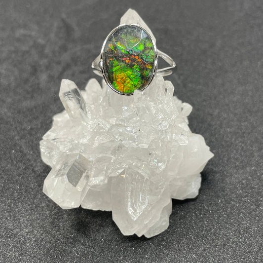 Ammolite S925 Adjustable Sterling Silver Ring - Sage & Magic