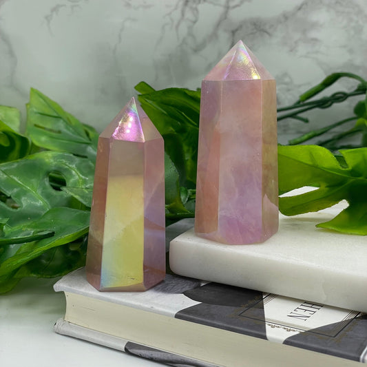 Aura Rose Quartz Mini Tower - Sage & Magic