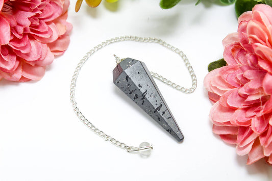 Hematite Gemstone Pendulum Silver Color Chain