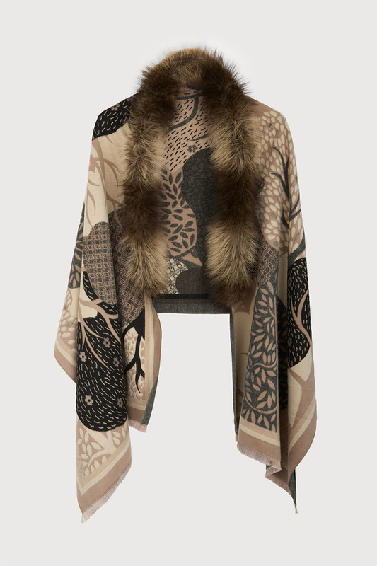 Botanical Fur Reversible Scarf