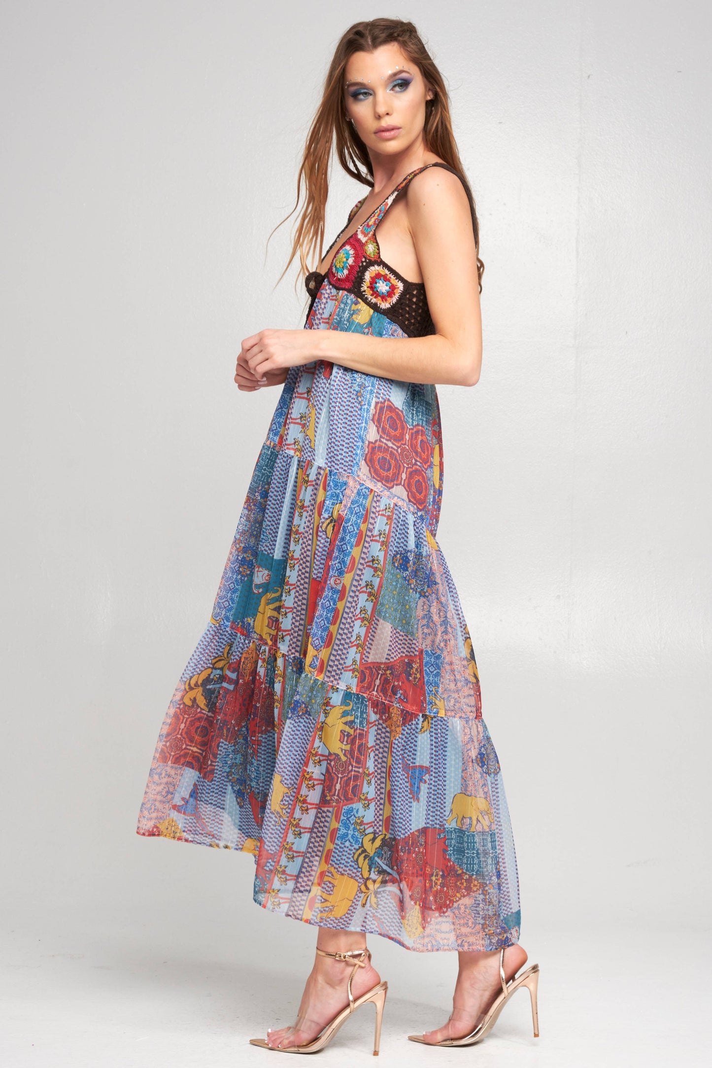 Aratta Girls Insane Maxi Dress: Red Teal Combo
