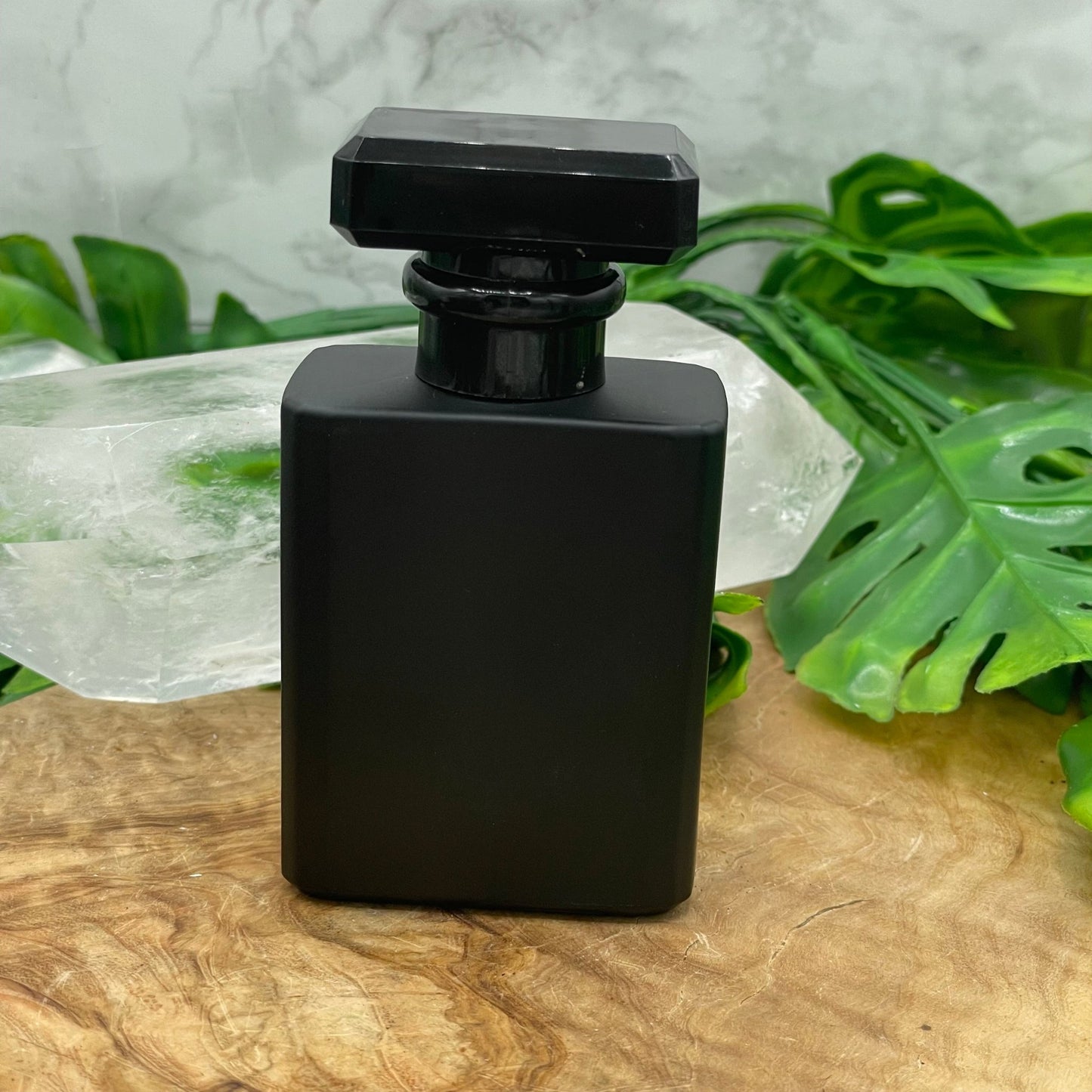 Black Glass Etched Perfume Bottle - Sage & Magic