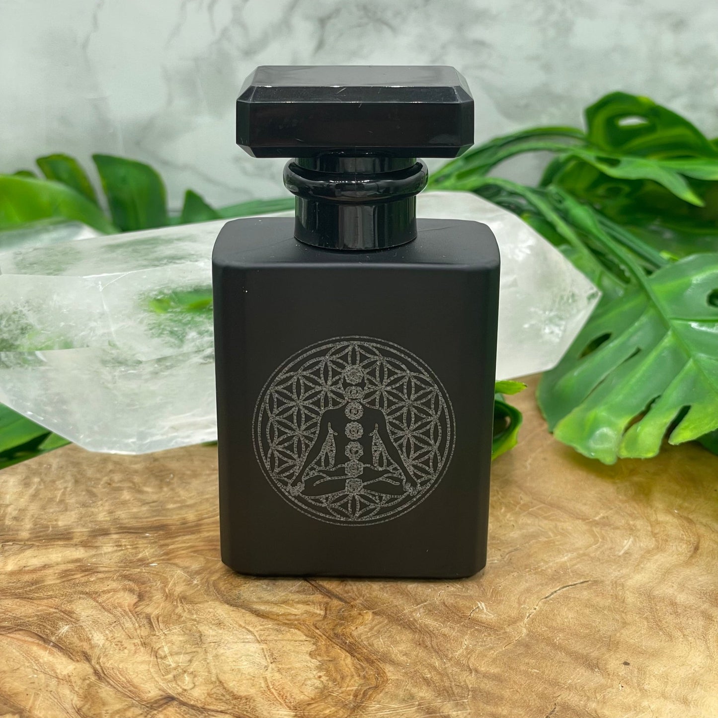 Black Glass Etched Perfume Bottle - Sage & Magic