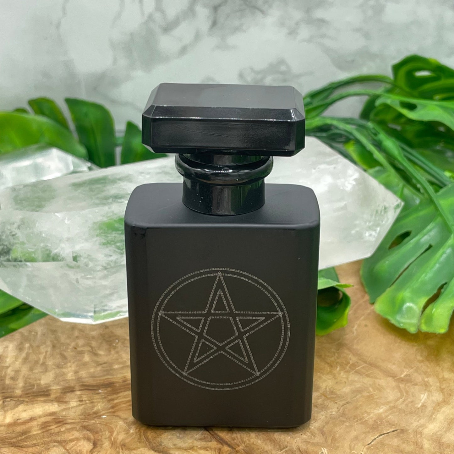 Black Glass Etched Perfume Bottle - Sage & Magic