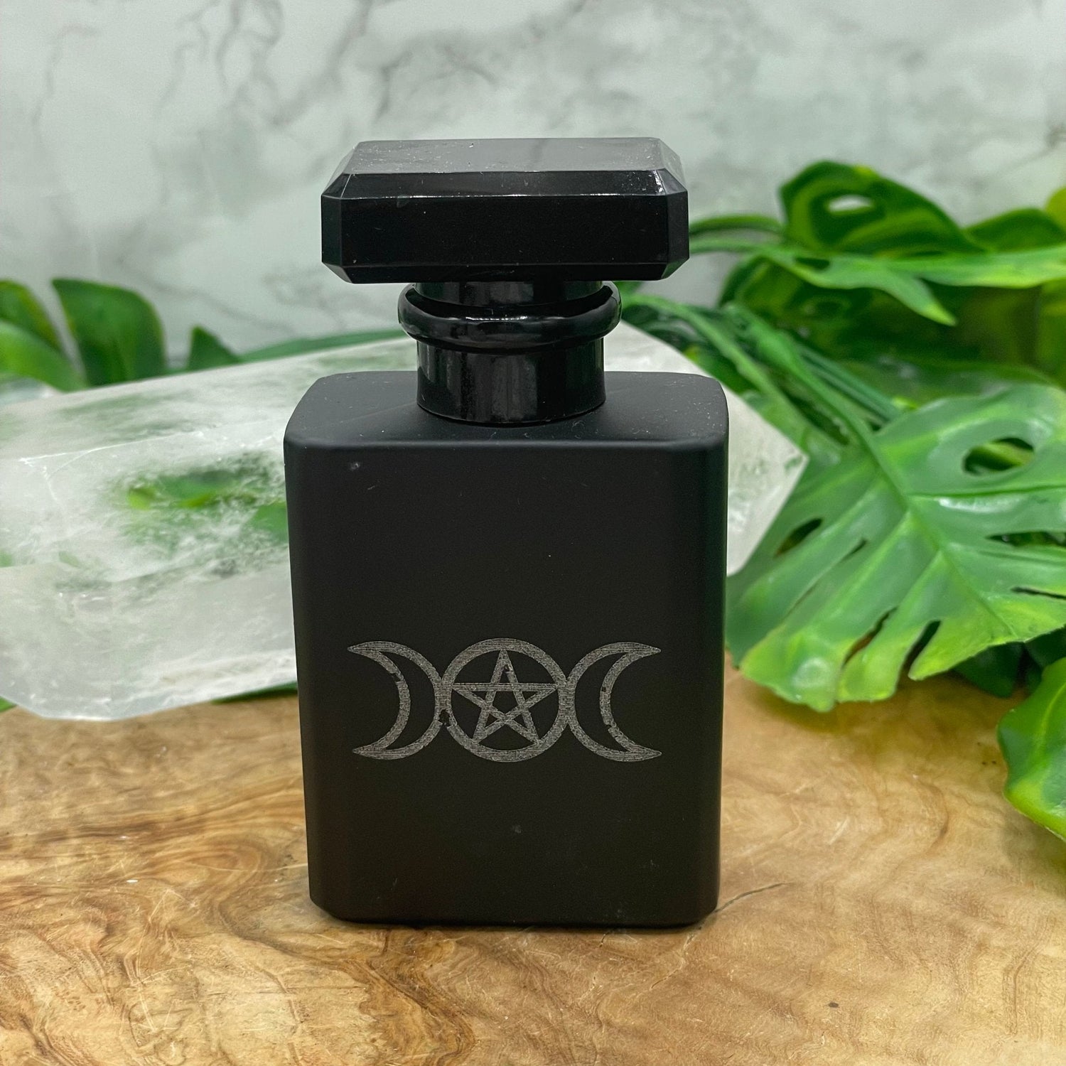 Black Glass Etched Perfume Bottle - Sage & Magic