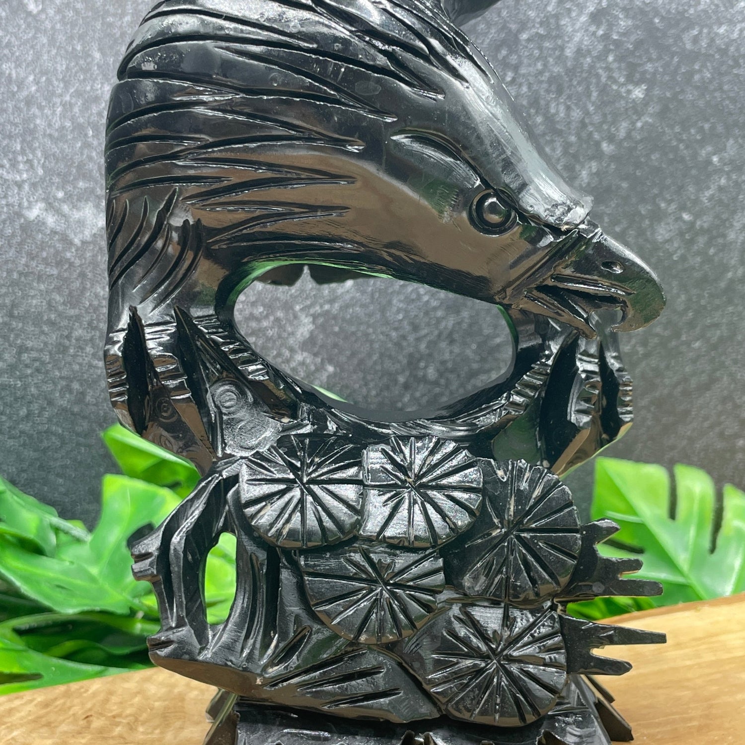 Black Obsidian Abstract Eagle Carving - Sage & Magic