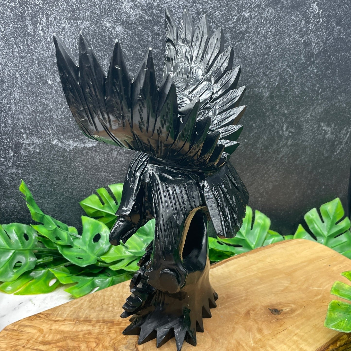 Black Obsidian Abstract Eagle Carving - Sage & Magic