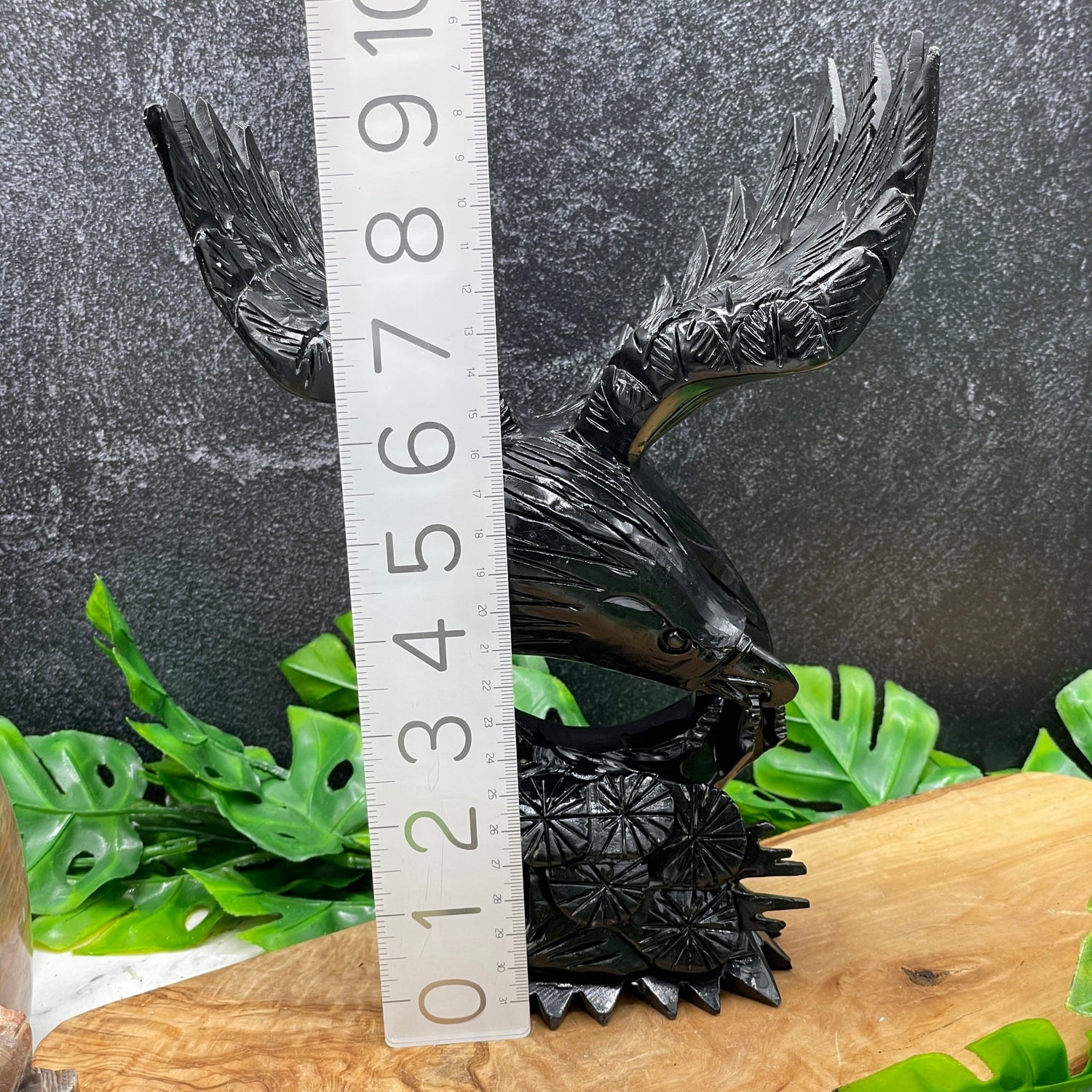 Black Obsidian Abstract Eagle Carving - Sage & Magic