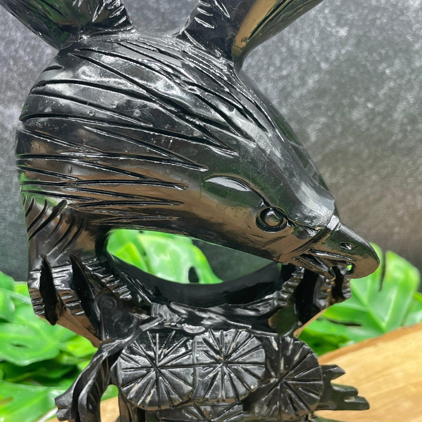 Black Obsidian Abstract Eagle Carving - Sage & Magic