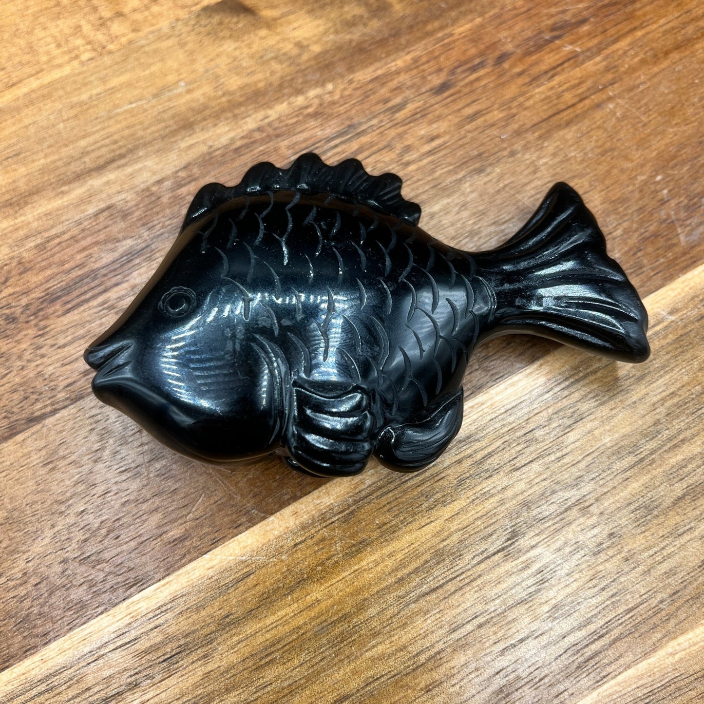 Black Obsidian Cute Fish Carving - Sage & Magic