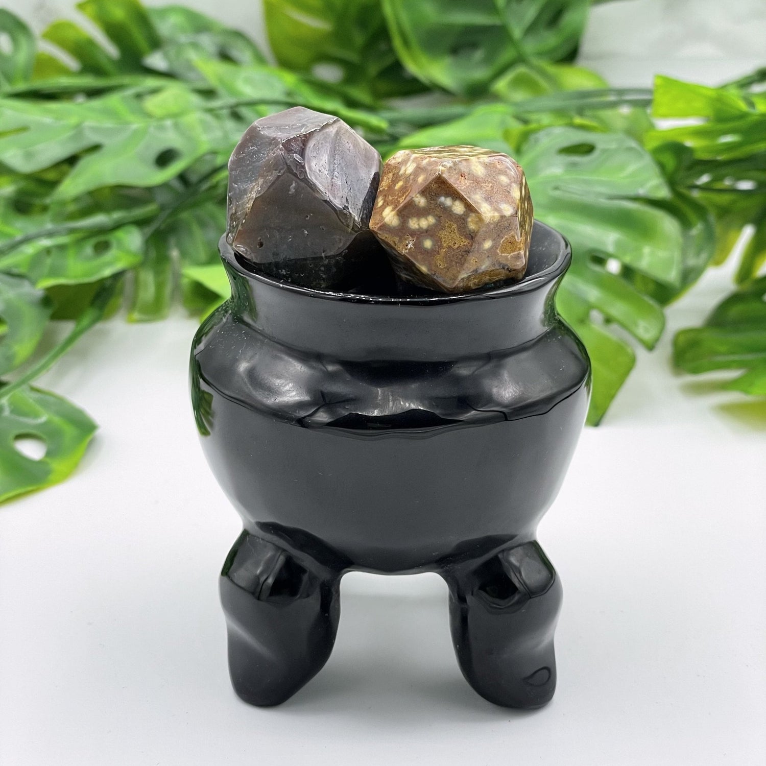 Black Obsidian Hollowed Mini Cauldron - Sage & Magic