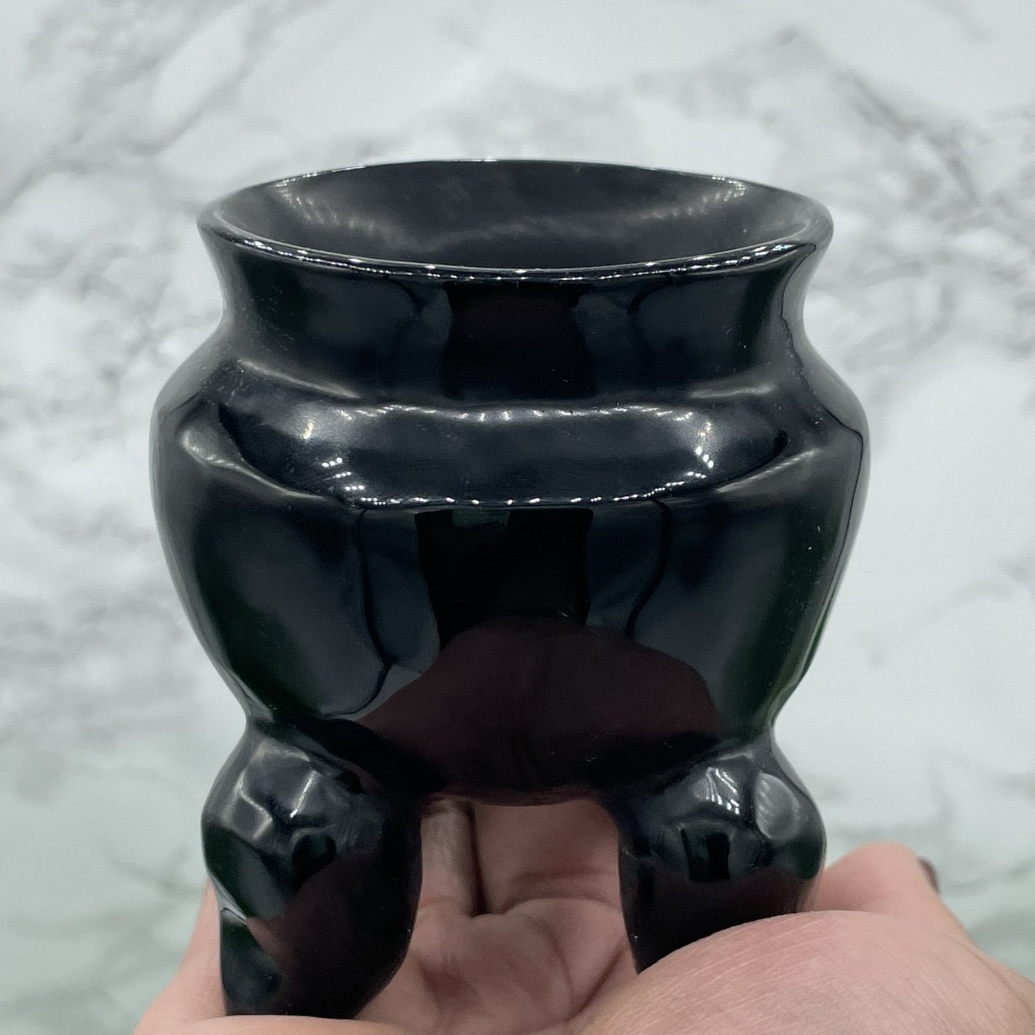 Black Obsidian Hollowed Mini Cauldron - Sage & Magic