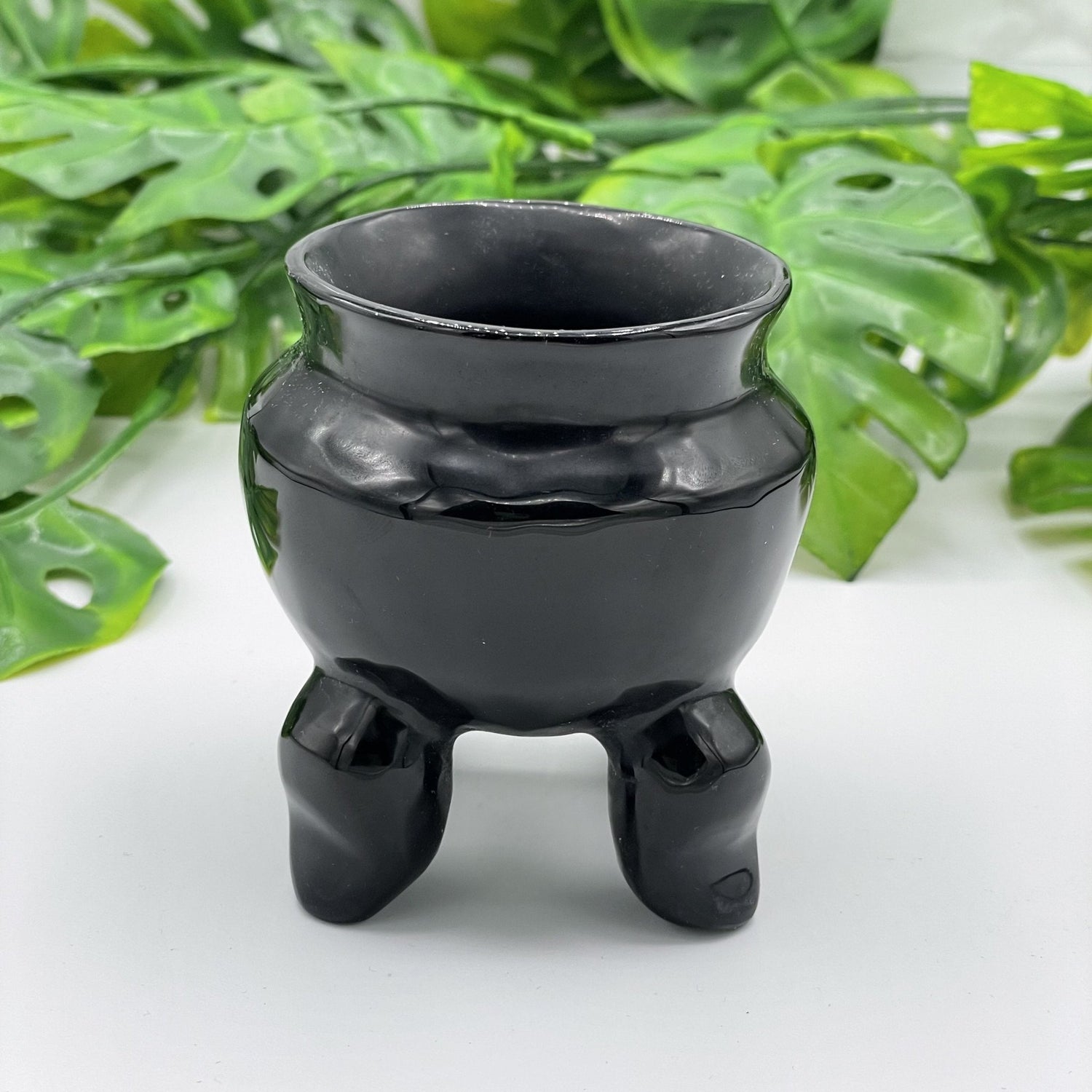 Black Obsidian Hollowed Mini Cauldron - Sage & Magic