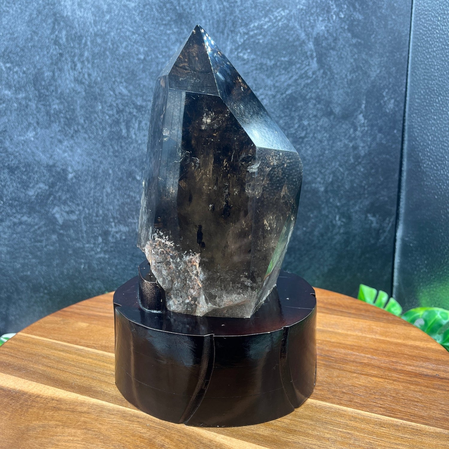 Brazilian Smokey Quartz Point in Wooden Stand - Sage & Magic